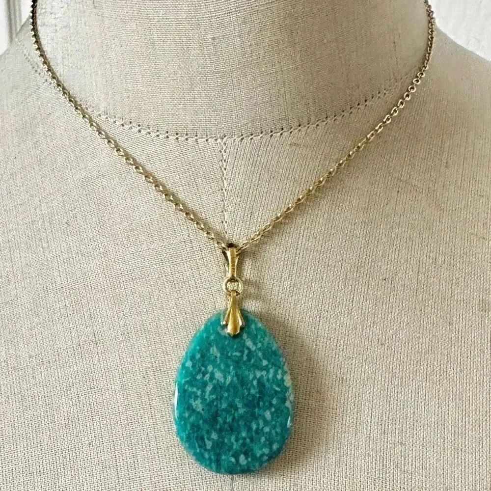 Amazonite Teardrop Pendant Necklace